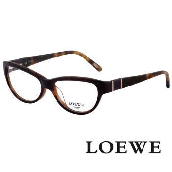 【LOEWE 羅威】小清新LOGO款-微圓框光學眼鏡(琥珀 VLW755-0AEN)