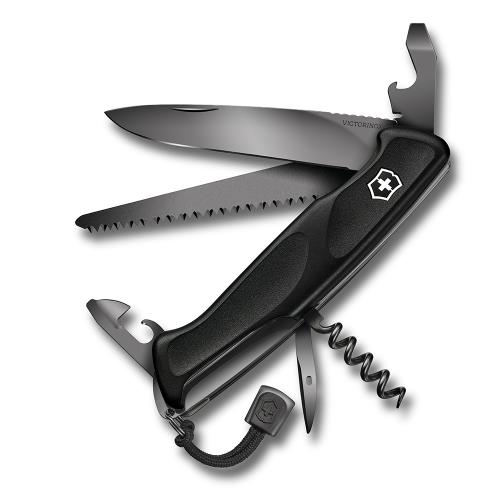 VICTORINOX 瑞士維氏10用Ranger Grip 55系列瑞士刀(130mm)-黑X黑刀刃
