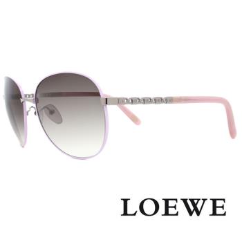 【LOEWE 羅威】品牌字母經典鍊鎖設計款太陽眼鏡(銀/紫 SLW408G-0SHM)