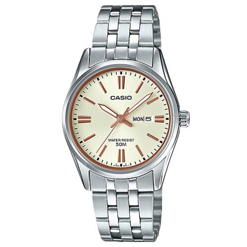 【CASIO 卡西歐】氣質女錶_日常生活防水_礦物玻璃__不鏽鋼錶帶_折疊式錶扣(LTP-1335D-9A)