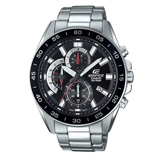 【CASIO 卡西歐】EDIFICE 三眼計時賽車男錶 不鏽鋼錶帶 防水100米 日期顯示(EFV-550D-1A)