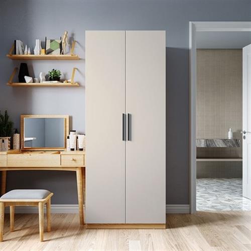 【hoi! 好好生活】林氏木業現代簡約高雙門衣櫃 JC1D-A原木色+白色