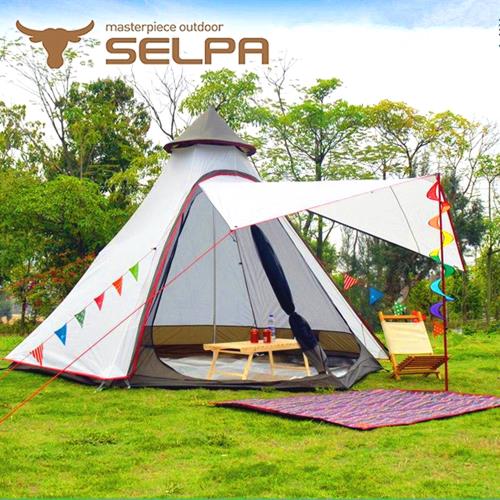 韓國SELPA 升級款一房一廳 印地安帳(白色) 露營 帳篷 家庭帳 五人 大型
