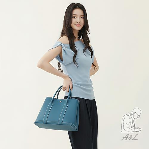 【AL老工匠】花園柏金真皮包經典精品Cathy36cm-奢華藍