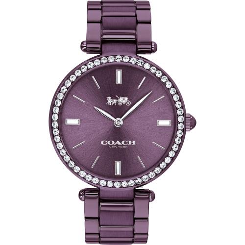 Coach紐約晶鑽時尚精品手錶-紫/34mmCO14503422