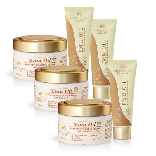 【澳洲 G&M】MKII 金蓋鴯苗鳥油活力潤膚霜套組6件組(250g x 3 +100g x 3) 即期品-2026年10月到期