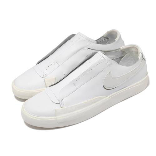 Nike 休閒鞋 Blazer Slip 運動 女鞋 基本款 簡約 套腳 舒適 皮革 質感 米白 白 CJ1651100 [ACS 跨運動]