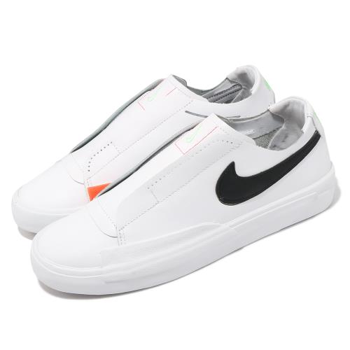 Nike 休閒鞋 Blazer Slip 運動 女鞋 基本款 簡約 套腳 舒適 皮革 質感 白 黑 CJ1651102 [ACS 跨運動]