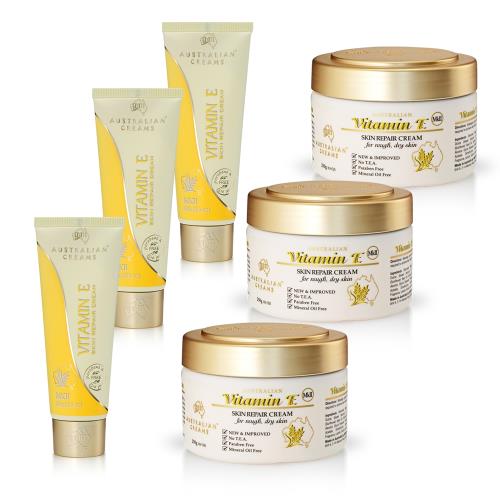 【澳洲 G&M】MKII金蓋維他命E皮膚滋養霜套組6件組(250g x 3+100g x3) 即期品-2026年3月到期