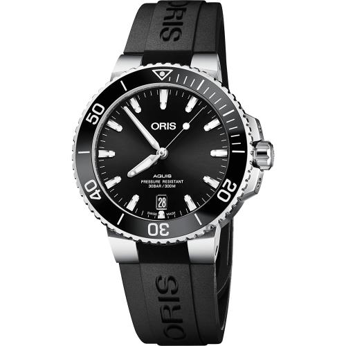 ORIS豪利時Aquis時間之海300米潛水機械錶-黑/39.5mm0173377324134-0742164FC