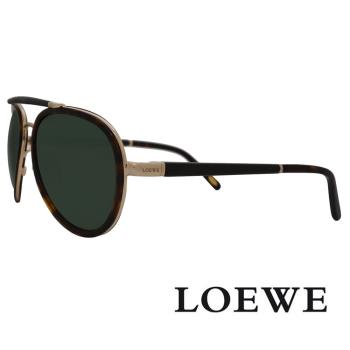 【LOEWE 羅威】西班牙皇室 復古軍風質感太陽眼鏡(琥珀/黑 SLW431V-300P)