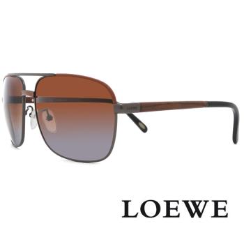 【LOEWE 羅威】西班牙皇室 木紋金屬款太陽眼鏡(消光黑/咖啡 SLW434V-627V)