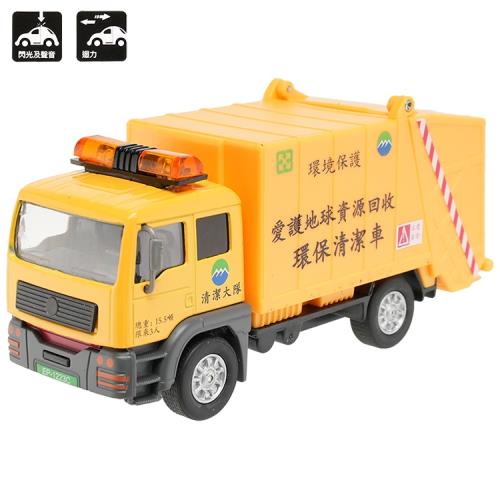 合金車玩具垃圾車環保清潔車玩具迴力車汽車模型聲光玩具車 CT-1223C【卡通小物】