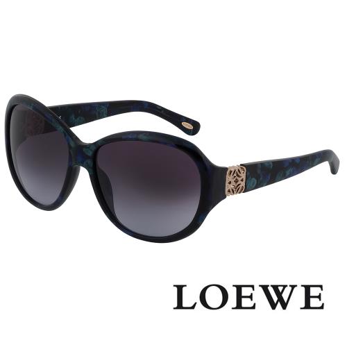 【LOEWE 羅威】新春天款 特別壓紋系列太陽眼鏡(深藍/金 SLW808-0AHP)