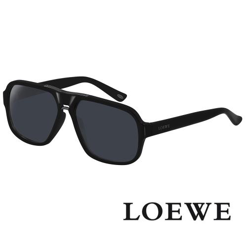 【LOEWE 羅威】廣告形象款 時尚必備簡約太陽眼鏡(黑/咖啡 SLW851-T75P)