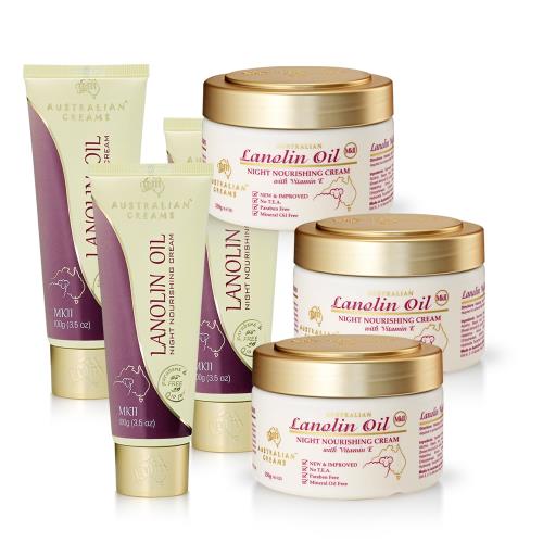 【澳洲 G&M】MKII金蓋綿羊油滋養夜霜套組 6件組(250gx3+100gx3) 250g-2029年/ 100g 即期品-2026年8月到期