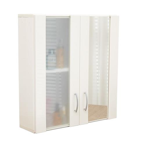單鏡面雙門防水塑鋼浴櫃 置物櫃 1入
