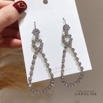 《Caroline》韓國熱賣復古大氣鋯鑽垂墜感耳環 甜美浪漫流行耳環72698