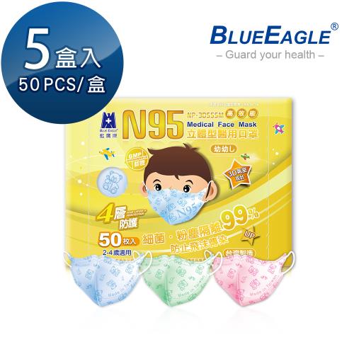 【藍鷹牌】N95立體型2-4歲幼幼醫用口罩 50片x5盒