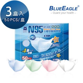 【藍鷹牌】N95立體型成人醫用口罩 50片x3盒