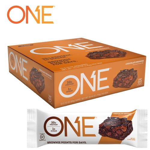 【美國 ONE Brands】ONE Bar 牛奶乳清蛋白棒 Chocolate Brownie(巧克力布朗尼/12x60g/盒)