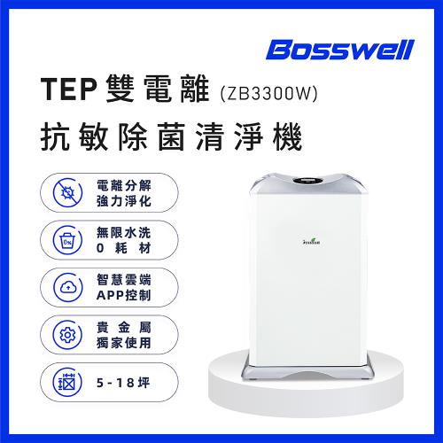 【BOSSWELL博士韋爾】WIFI遠端控制-零耗材空氣清淨機5-18坪 - 免耗材、電離除菌、除過敏、APP遠端控制 (ZB3300W)
