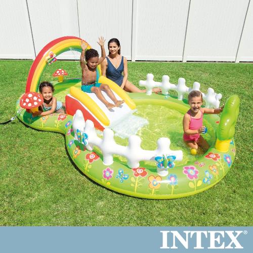 INTEX 彩虹花園戲水池滑水道290x180x104cm(450L)適用2歲+ (57154NP)