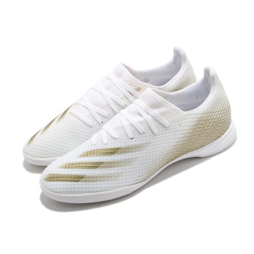 adidas 足球鞋 X Ghosted 3 IN 襪套式 男鞋 愛迪達 室內場地 橡膠平底 無釘 白 金 EG8204 [ACS 跨運動]