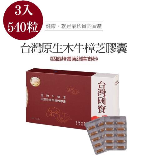 【太極石】金牌牛樟芝固態培養菌絲體膠囊  3盒組 共540粒 (固態菌絲體培養、調理、保養、保健)