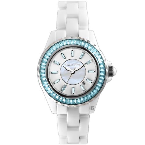 RELAX TIME 經典陶瓷系列水晶手錶-藍色(RT-93-3)