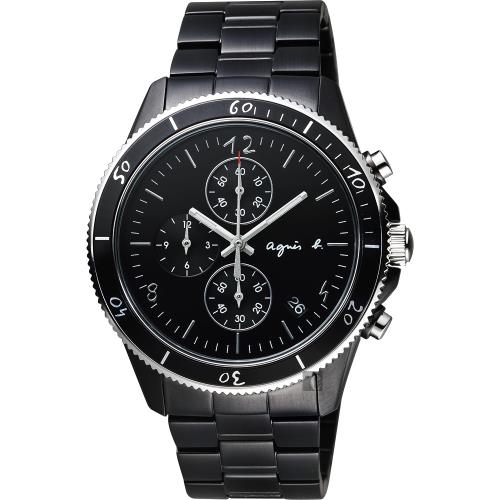 agnesb.巴黎限定計時手錶-鍍黑/43mmVK67-KXB0SD(B7A003X1)