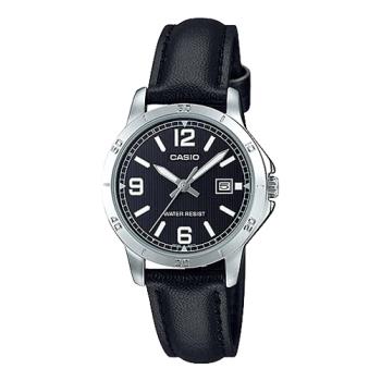 【CASIO 卡西歐】送禮首選-時尚氣質女錶 皮革錶帶 日期顯示(LTP-V004L-1B)