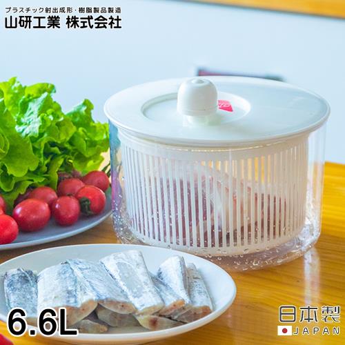 日本山研工業 日本製蔬果清洗脫水機/手轉瀝水籃/洗米器-大