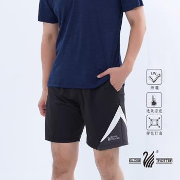 【遊遍天下】MIT男款抗UV吸排運動短褲GP1016黑灰(慢跑/路跑/休閒)