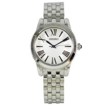 【SEIKO 精工】氣質石英女錶 不鏽鋼錶帶 日期顯示 防水50米 白色錶面(SRZ437P1)