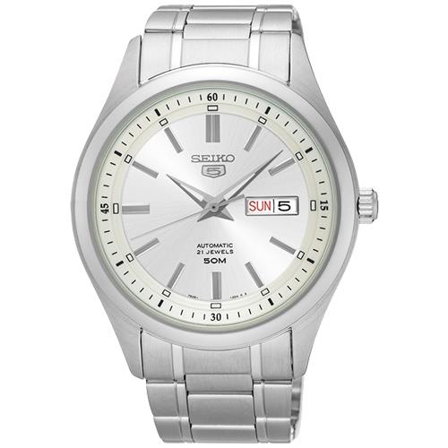 【SEIKO 精工】時尚日製男錶機械錶 不鏽鋼錶帶 日期顯示 防水50米 銀面(SNKN85J1)