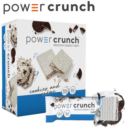 【美國 Power Crunch】Original 高蛋白能量棒 Cookies & Crème(奶油餅乾(OREO餅乾)/12x40g/盒)