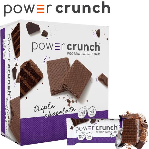 【美國 Power Crunch】Original 高蛋白能量棒 Triple Chocolate(三倍巧克力/12x40g/盒)