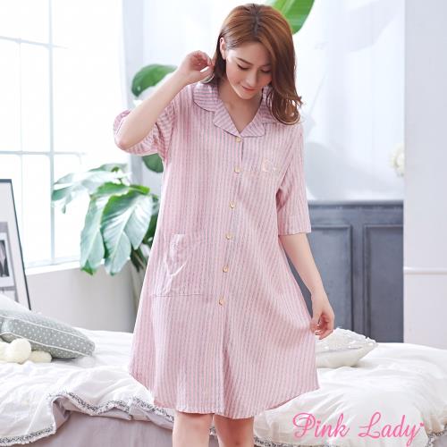 Pink Lady 恬淡氛圍 居家棉柔短袖睡裙 8914(粉)