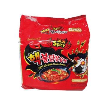 三養激辛火辣雞肉風味鐵板炒麵140g*5入/袋【愛買】