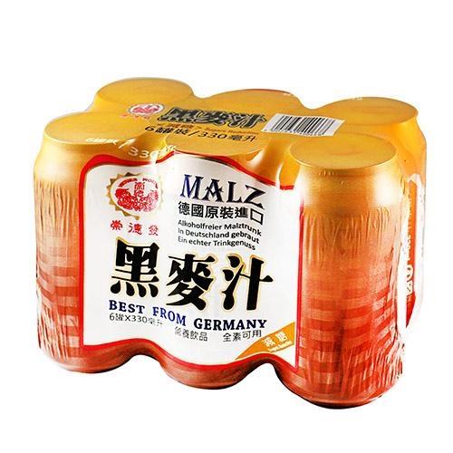 崇德發減糖黑麥汁(罐)330mlx6入/組【愛買】