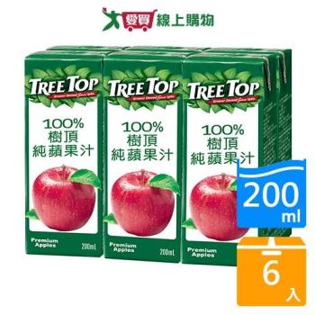樹頂TreeTop100%蘋果汁200ml x6入【愛買】
