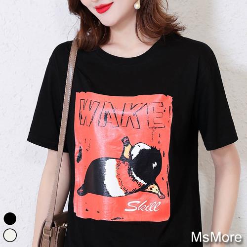 【MsMore】韓國童趣時尚風絲滑棉T恤上衣#j109184現貨+預購(2色)