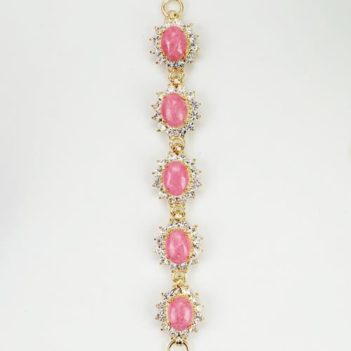 丹莉珠寶天然玫瑰石造型金手鍊