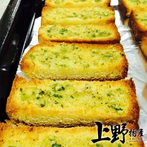 【上野物產】濃郁香蒜奶油厚切麵包磚 (400g±10%/5個/包) x3包 