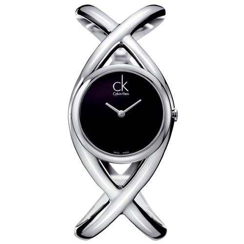 【瑞士 CK手錶 Calvin Klein】交叉造型 手鐲式女錶 不銹鋼錶帶 礦物抗磨玻璃 生活防水(K2L23102)
