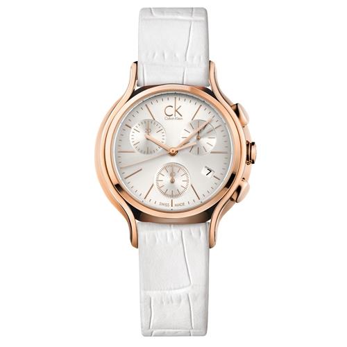 【瑞士 CK手錶 Calvin Klein】CK女錶 皮革錶帶 白面玫瑰金框 礦物強化玻璃鏡面 防水30米(K2U296L6)