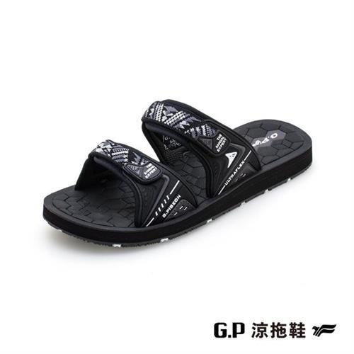 G.P 男款織帶風雙帶拖鞋G1536M-白黑色(SIZE:40-44 共二色) GP