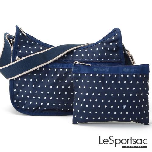 LeSportsac - Standard 側背水餃包/流浪包-附化妝包 (藍底白點)