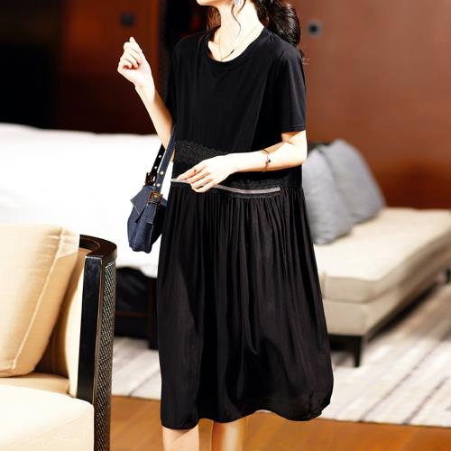 麗質達人 – 7523黑色短袖洋裝